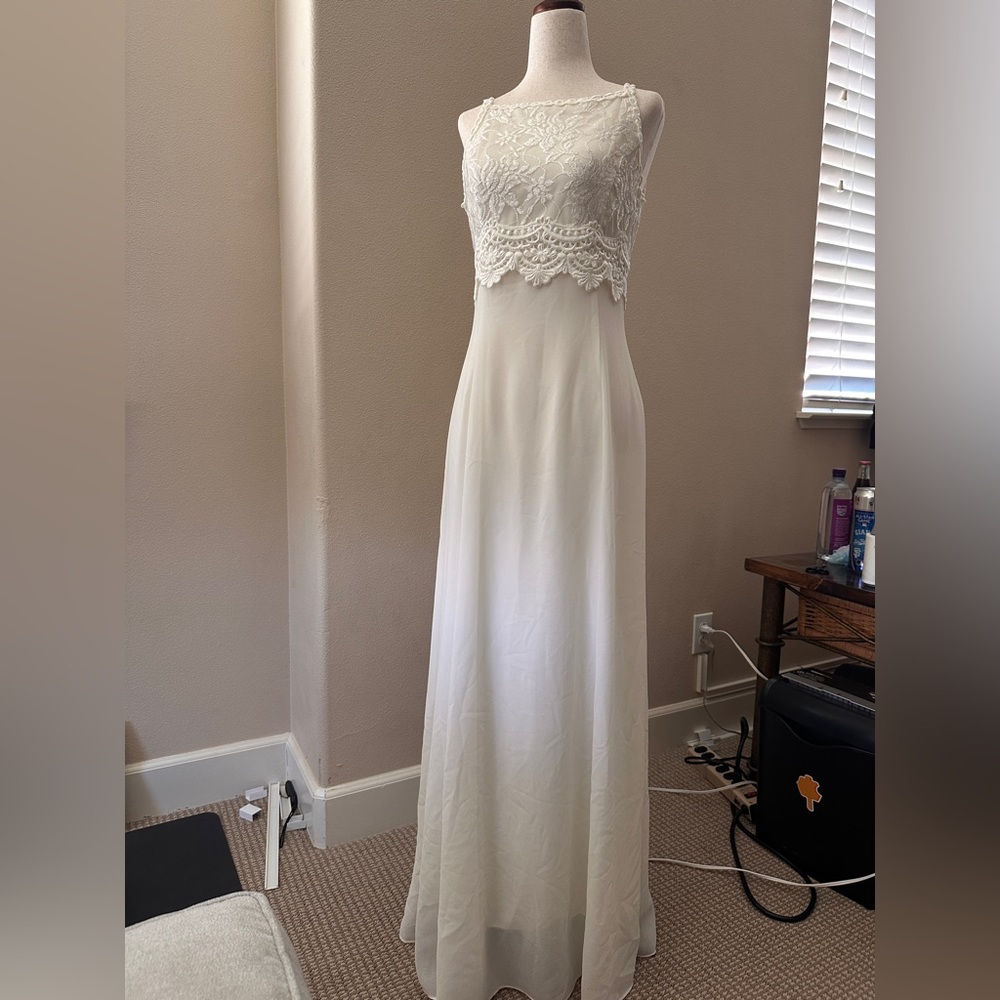 Vintage Scott McClintock 2000s White Maxi Lace Dress - Size 4/6 (tag says 8)